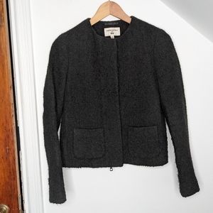 CARINE ROITFELD x UNIQLO Black Wool Blend Boucle Blazer Jacket Size XS